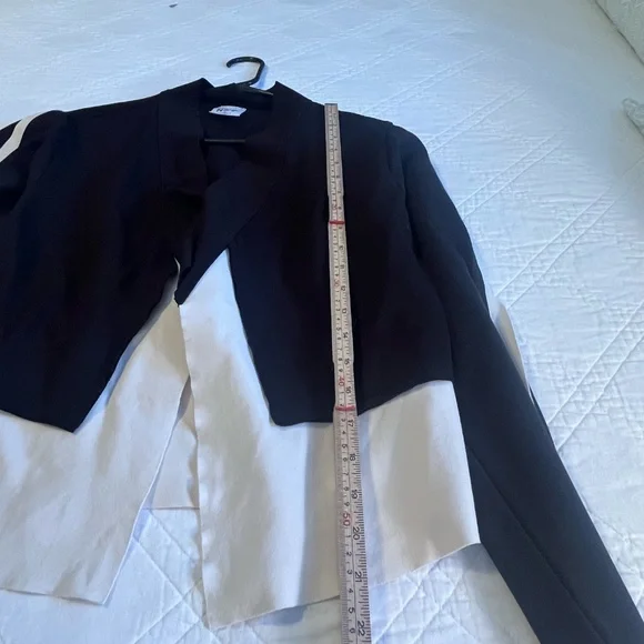 Planet By Lauren Color Block Open Front Jacket Black Cream Made in USA M/L (2) - Picture 13 of 16